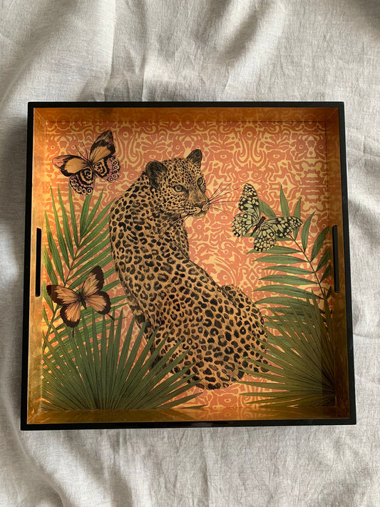 Charola Cuadrada Leopardo