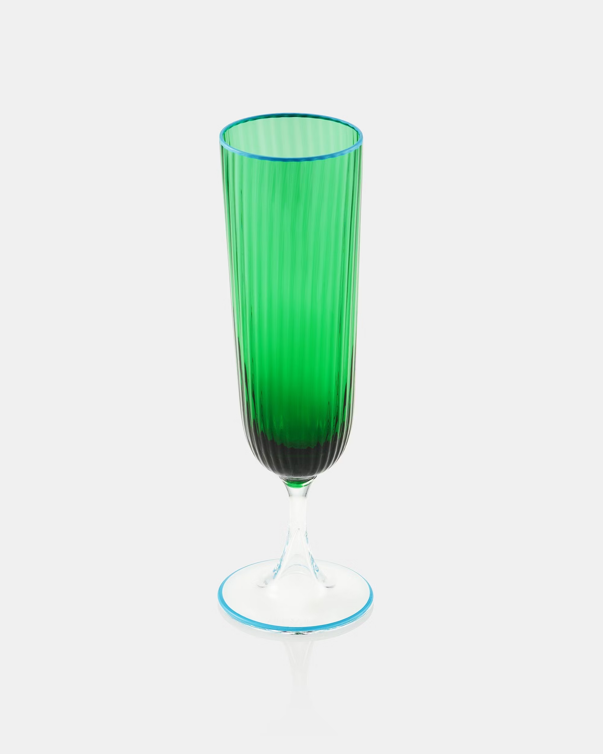 Murano striped flute glass green by Aquazzura