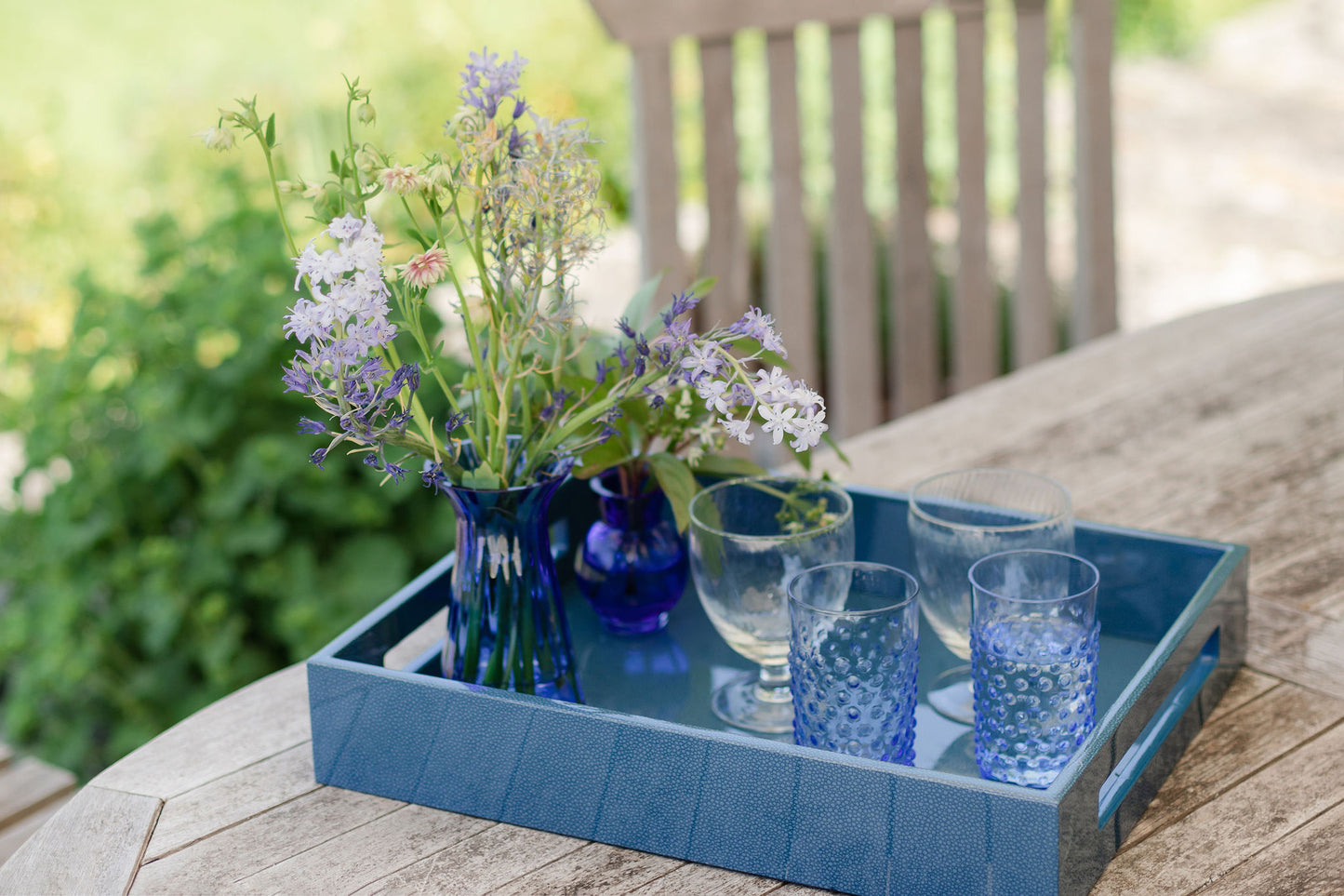 Tray in Blue Shagreen