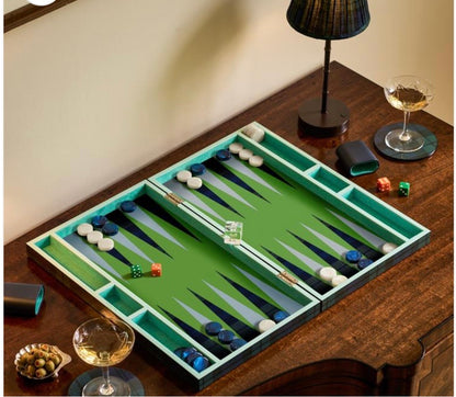 Backgammon en caja laqueada de madera impresión mantarraya