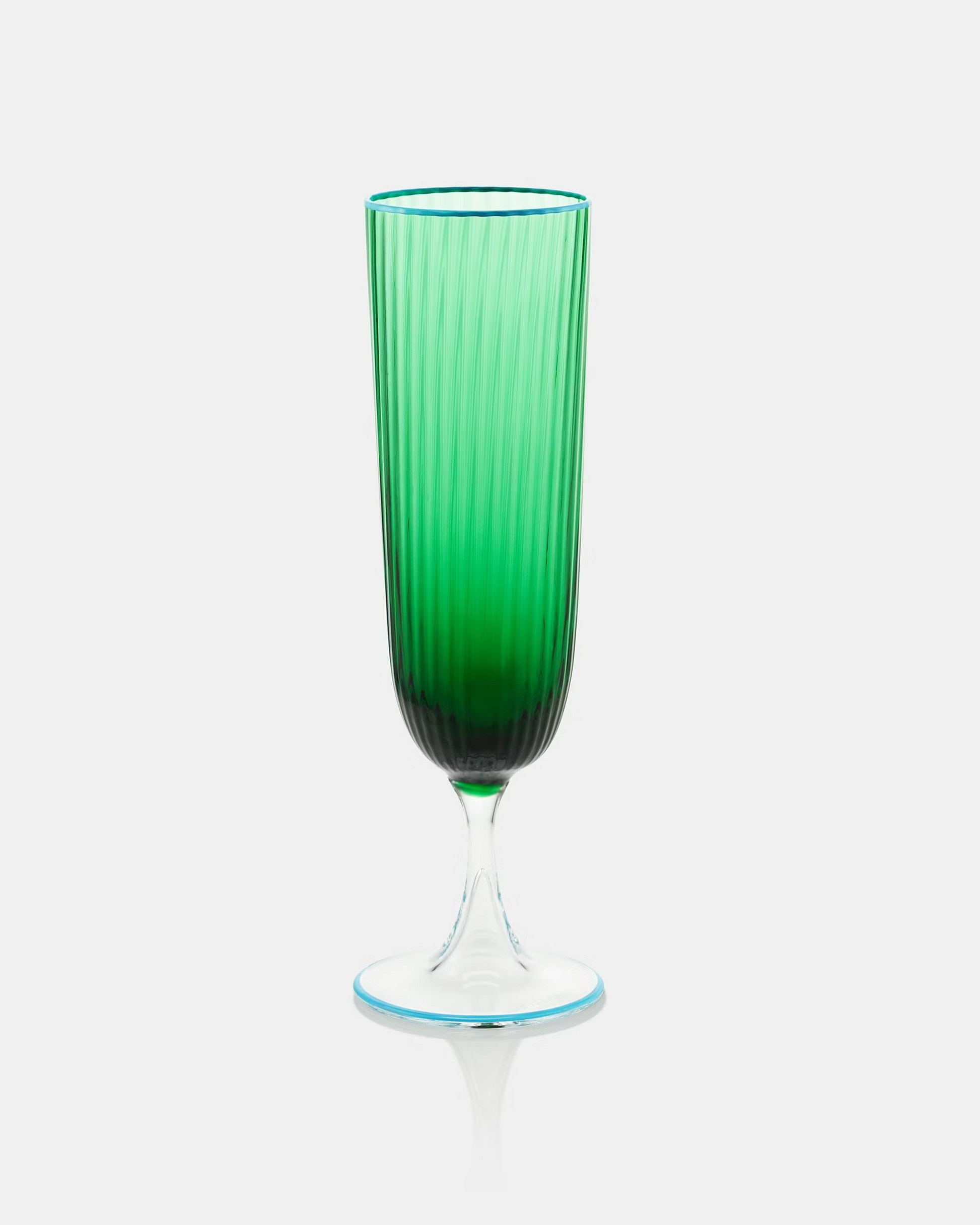 Murano striped flute glass green by Aquazzura