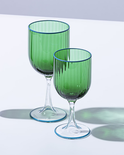 Murano striped wine glass green by Aquazzura